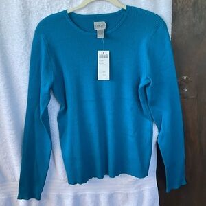 Chico’s Apparel Lottie L/S CRWSWTR Pullovr Deep Water Blue; NWT; M/8